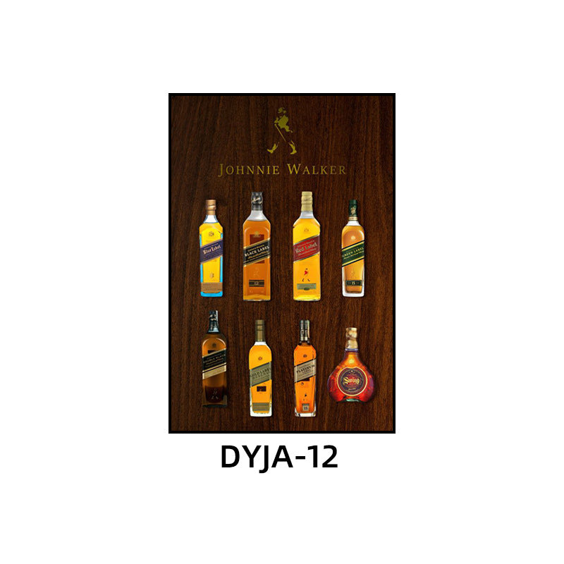 Bar background wall decorative painting American retro KTV box hanging painting industrial style nightclub foreign wine whiskey mural