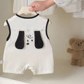 Summer newborn baby simple cartoon dog sleeveless romper - lightweight baby bodysuit - sleeveless onesie - crawling suit