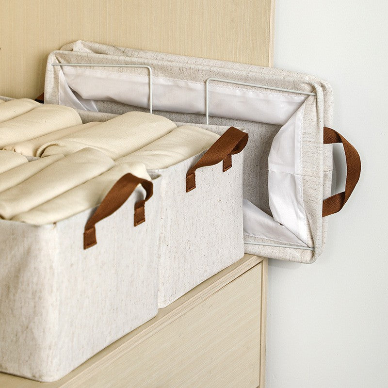 Light luxury cotton and linen clothing storage box, good goods, home storage basket, living room daily clothes storage artifact, finishing basket