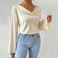 women's fashion: elegant and sophisticated t-shirt - spring/summer, chic, and high-end long sleeve top