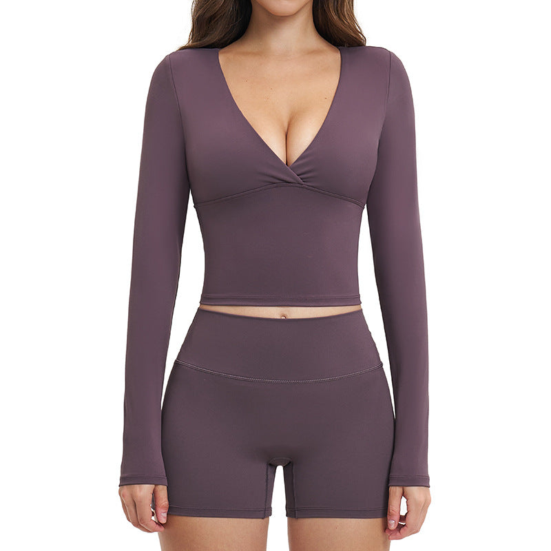 brushed new arrival yoga suit silmslimming look quick-drying fitness clothes outdoor running sports suit for women 4520