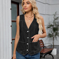Fashion cross-border foreign trade women's clothing  independent station washed  v-neck sleeveless denim vest top trendy