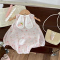 Baby girl summer romper - sleeveless bodysuit - princess style - super cute bunny design - lightweight summer onesie