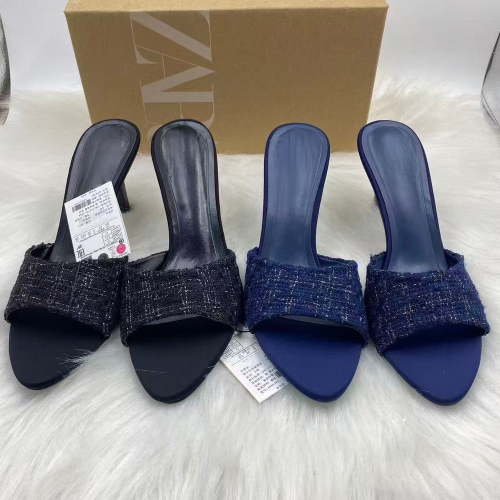 Za's 2025 new women's shoes: low-heeled, elegant, socialite-style pumps with closed toe, low-cut design, and ankle strap