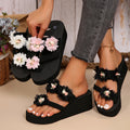 thick sole toe slippers women's summer outwear insfashiontrendy flower sandals non-slip wedge beach sandals