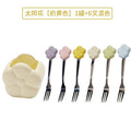 Creative sunflower stainless steel fruit fork desktop decoration ornament ceramic storage jar suit exquisite afternoon tea knife and fork