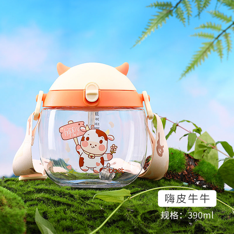 Newborn baby novelty calf water bottle - cartoon tritan kids training cup - preschool/school drinking cup