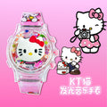 Kids' gift girls' electronic watch - stellalou, kuromi, hello kitty glitter luminous music flip cover rotating watch