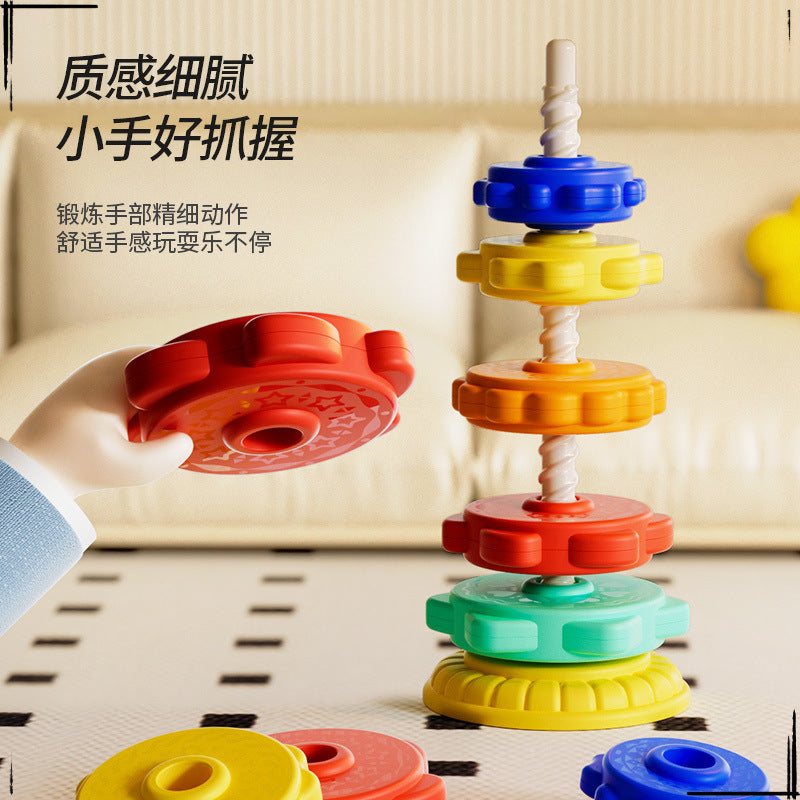 Rainbow Rotary Music Stacking Music Color Torch Ring 1 1-3 Year Old Infant Baby Rotary Tower Early Education Educational Toys