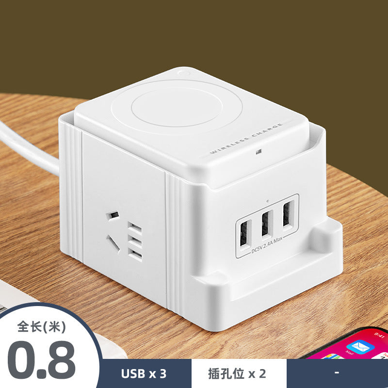 Smart wireless charging usb socket board multifunctional power strip multi-orifice wiring board with long cable multi-position power strip socket
