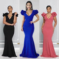 European and american women's clothing    new long dress - figure-flattering, bodycon, african style dress with v-neck and multiple color options