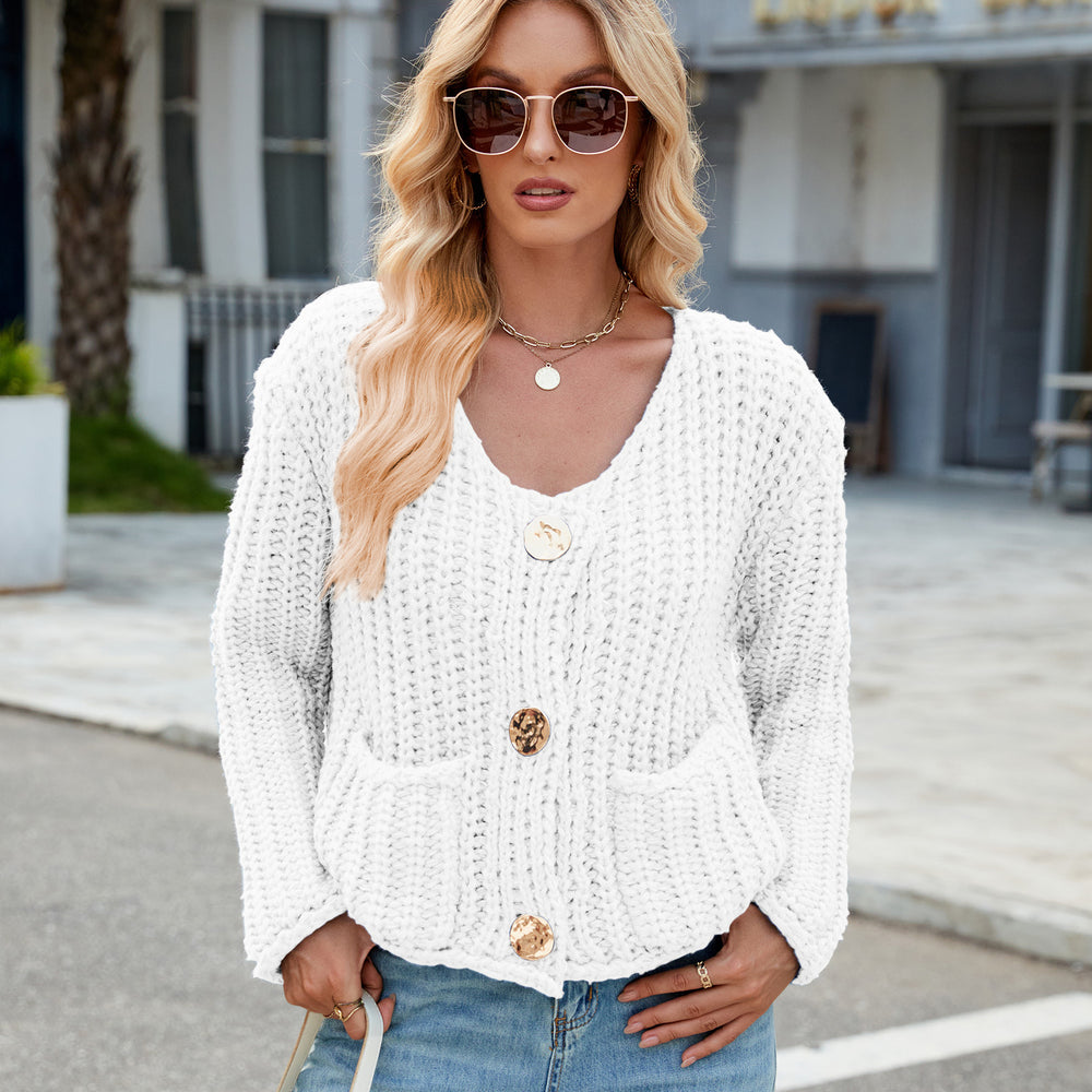 Fashion cross-border women's clothing  independent station new v-neck three-button sleeveless cardigan sweater vest