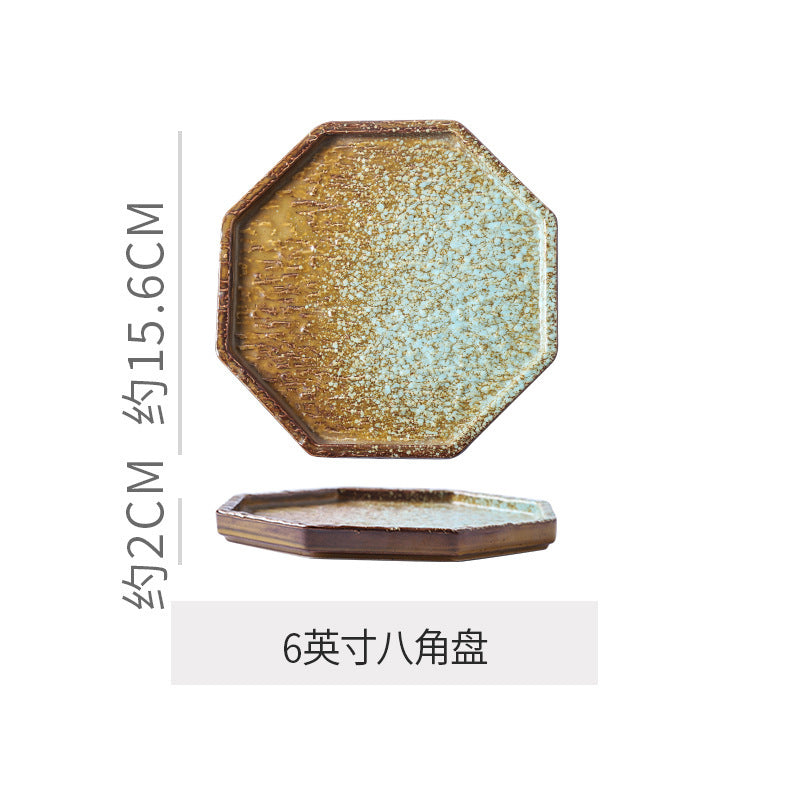 Japanese retrostylish bowls and plates hotel tableware combination kiln ceramic western dinner plate sushi plate steak plate suit