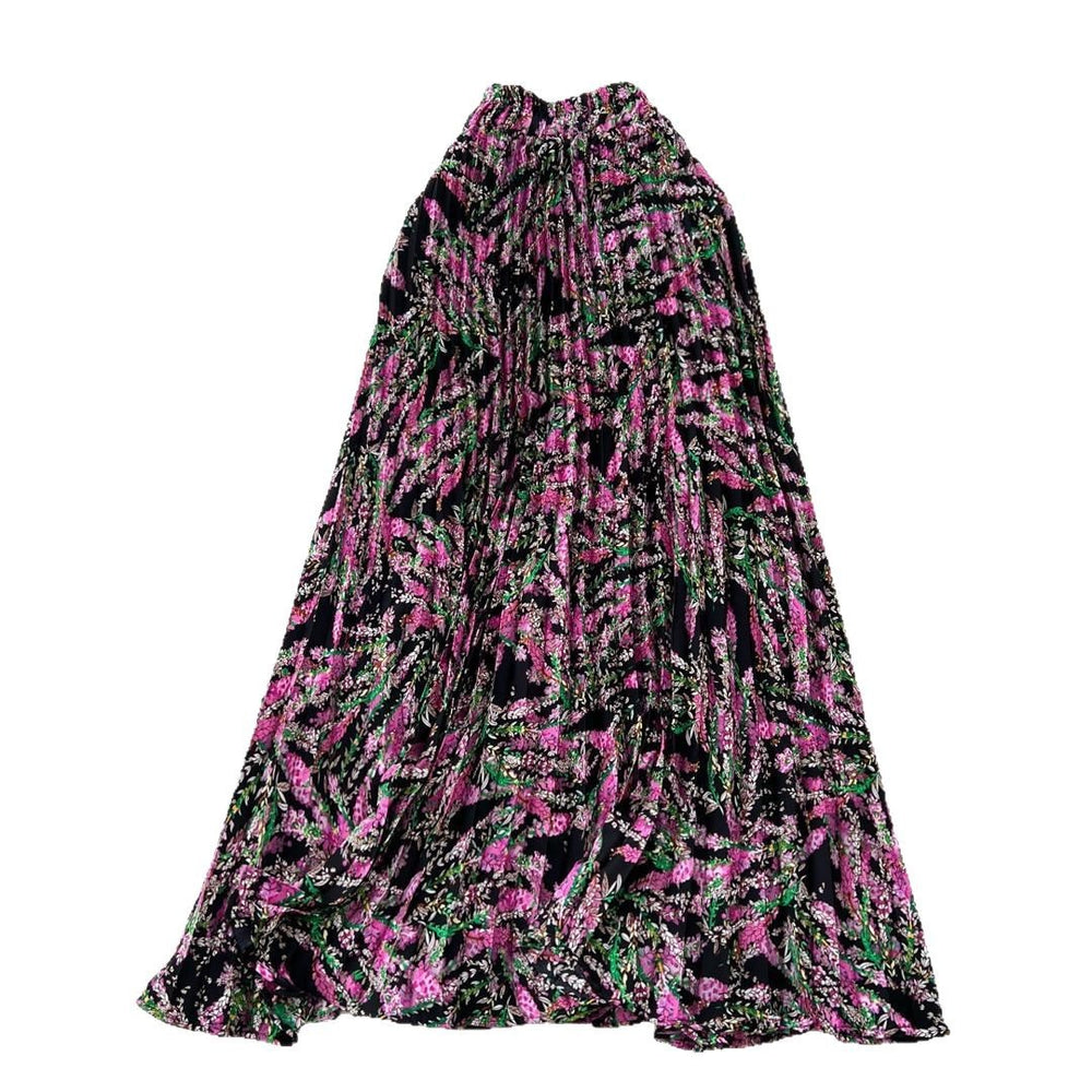 Chiffon midi skirt - women's autumn  new arrival: flattering, flowy, a-line skirt with pleats and floral print