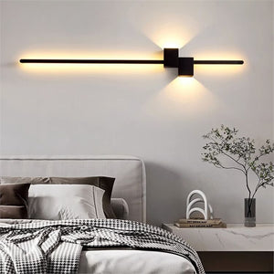 Wall lamp bench living room background wall grids modern casualnormcoreaccessible luxury one-shaped bedroom aisle bedside lamp