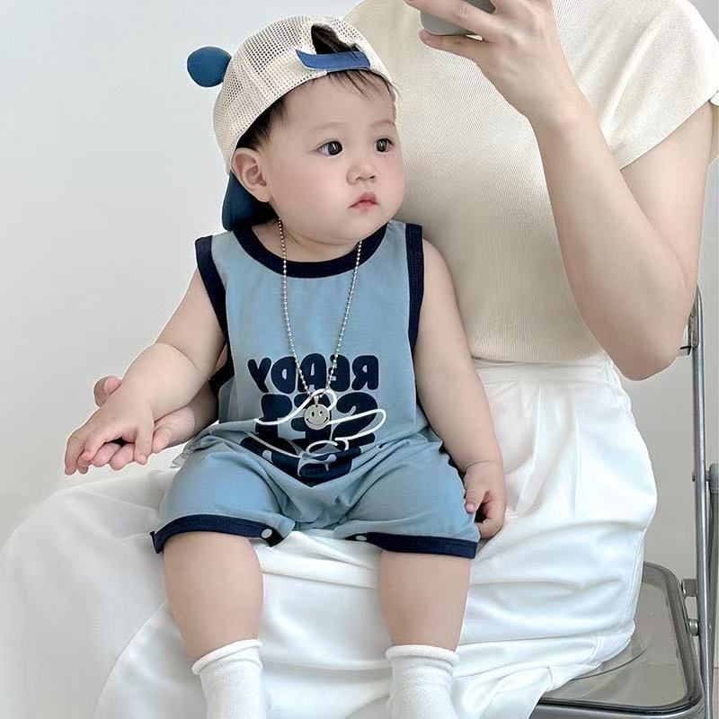 Newborn baby lightweight summer vest outfit, unisex baby cool romper, sleeveless bodysuit for summer, trendy one-piece