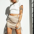 Fashionins style    cross-border foreign trade knitted drawstring versatile hip skirt