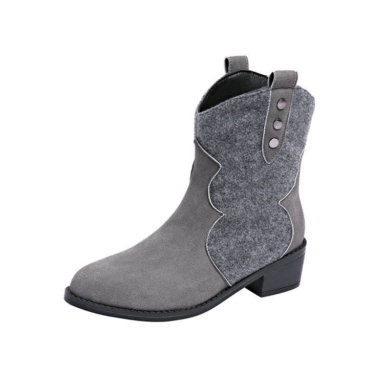 Plus sizeexportexportfall and winternew arrivalladies plus sizecasualfashion short boots pointed toe gray women's shoes