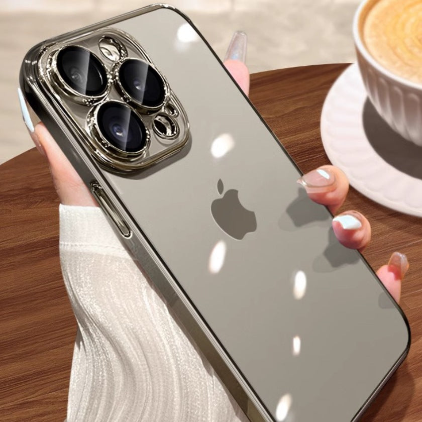 Suitable for iphone 17 pro max electroplated lens film phone case soft apple 15 transparent protective cover anti-fingerprint