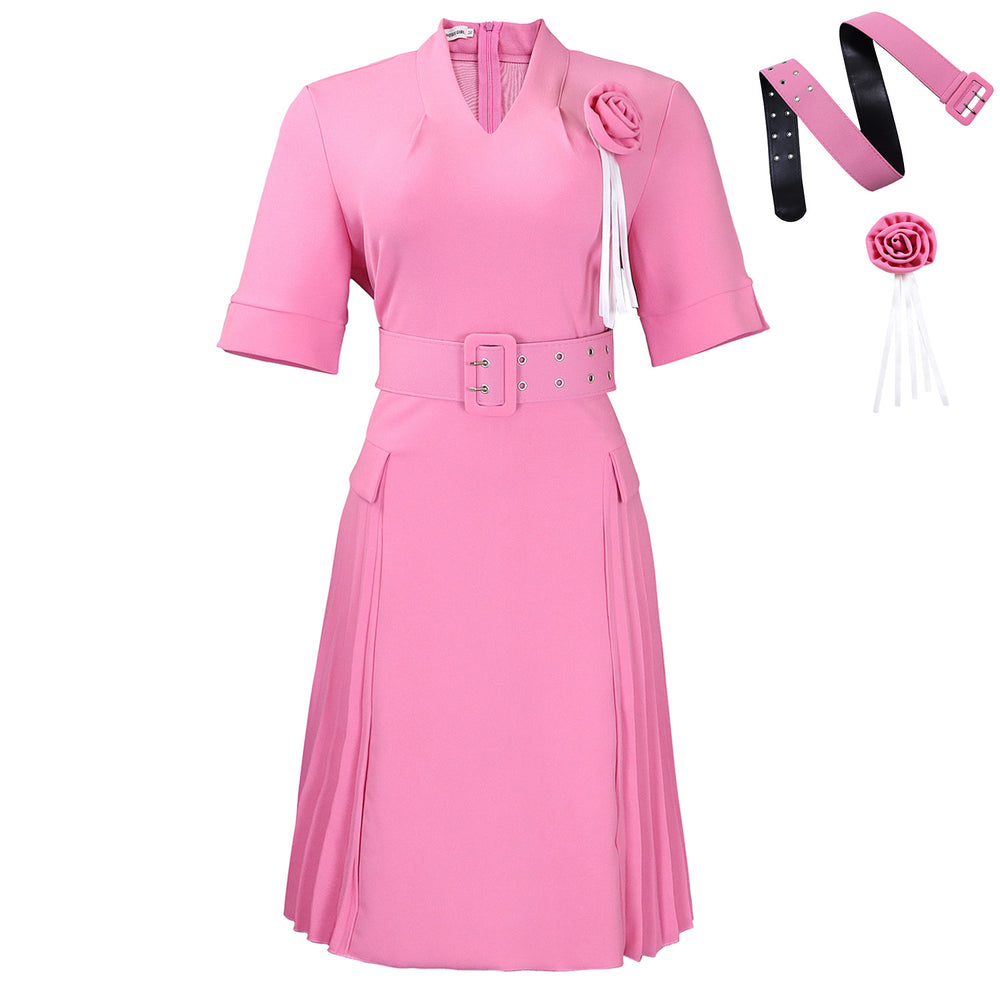 D584  foreign trade women's new fashion elegant v-neck solid color plus size pleated high waist african dress