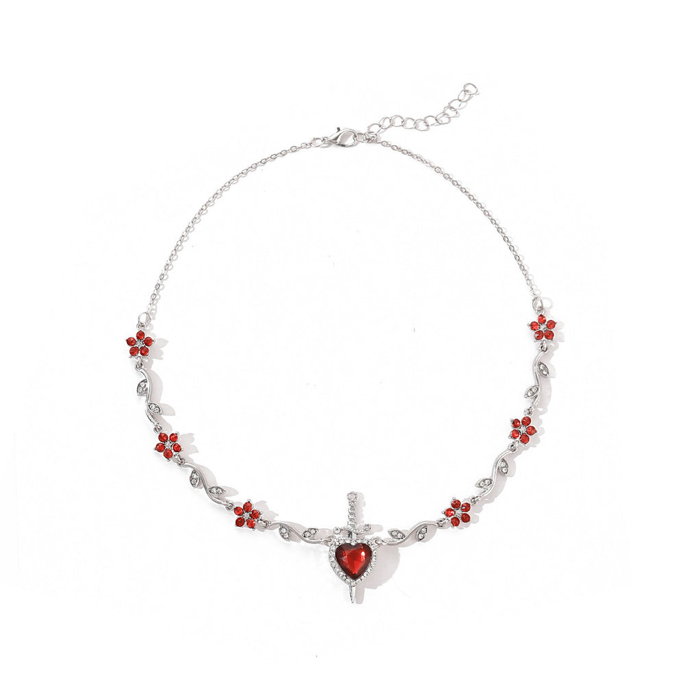 European and american cross-border one arrow through the heart love dagger necklace combination elegant accessible luxury elegant flower clavicle chain for women wholesale