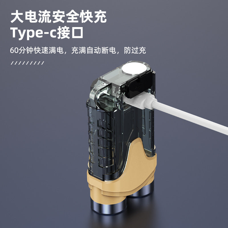 Cross-border new double-lamp mini flashlight Type-C charging outdoor camping warning light LED keychain light