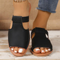 European and american plus size open-toe flat sandals - women's summer new solid color peep-toe beach slippers -