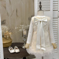 Girls' dress  autumn new collection: chanel-inspired bowknot sequin vest dress set - perfect birthday outfit for baby girls