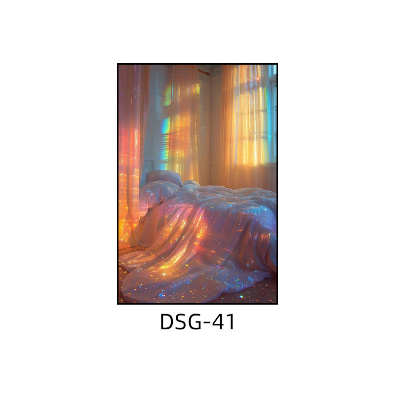 Modern light luxury decorative painting flash diamond figure art clothing store fashion hanging painting bedroom living room paris architecture mural
