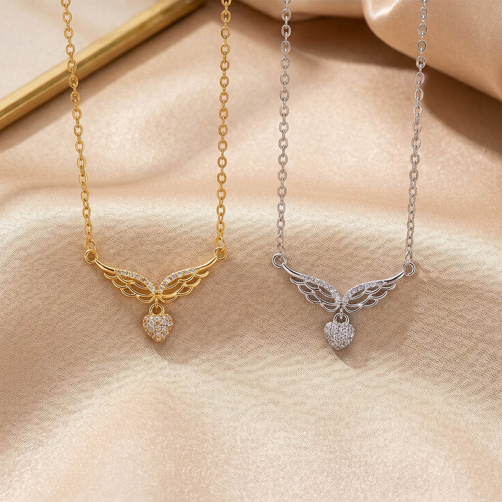 Popular popular style full diamond easiest for match heart wings necklace accessible luxury niche jewelry for women high-end non-fading clavicle chain