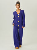 Premium chanel-inspired two-piece set for women: versatile knitted cardigan with metal button detail and casual pants - perfect for autumn and winter