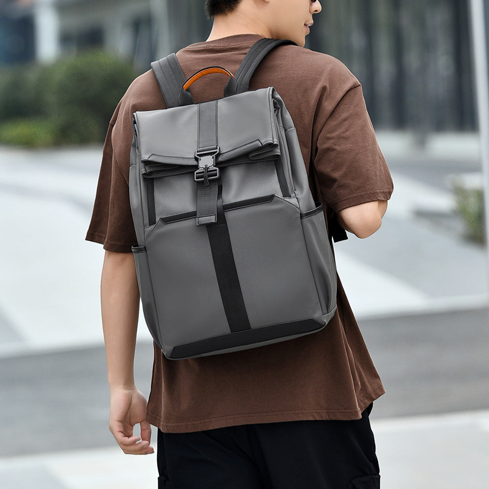 Cross-border new men's backpack folding flip casual student schoolbag multi-functional storage computer travel backpack