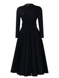 D454  foreign trade women's new fashion high neck elegant beaded flared dress fitted waist african dress