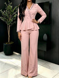 European and american style deep v sexy beaded jumpsuit with cinched waist - elegant and chic party dress jumpsuits