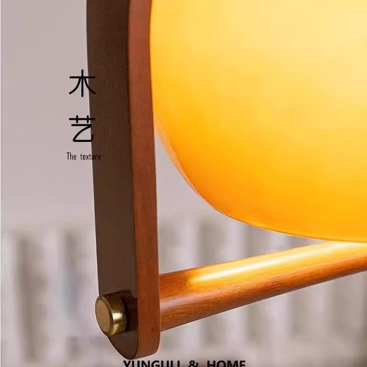 Wabi Sandy Wind Medieval Glass Retractable Chandelier Japanese Solid Wood Retro Restaurant Bar Designer Atmosphere Zhongshan Lighting