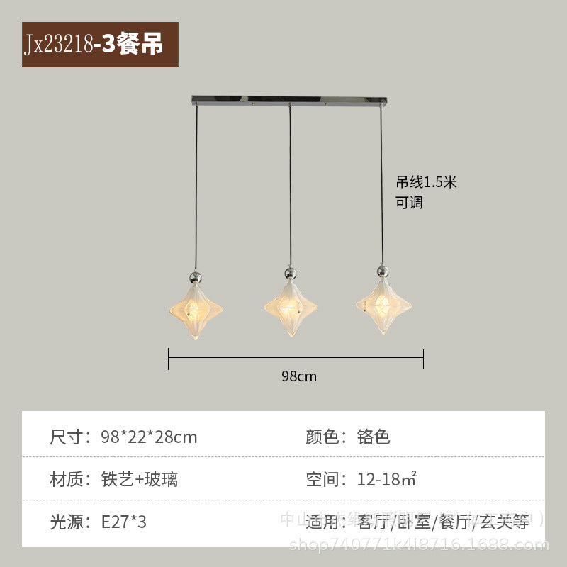 Diamond pleated glass table lamp wall lamp chandelier silver chrome metal retro cream style bedroom bedside bay window soft light