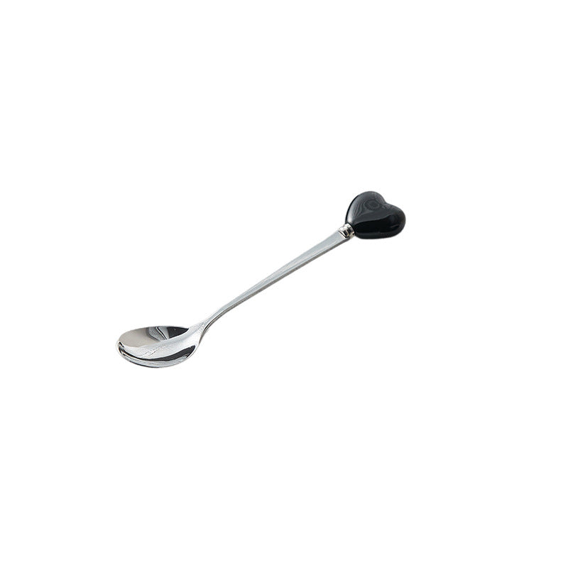 High-style ceramic handle forks, stainless steel household spoons, heart-shaped coffee stirrers, creative dessert spoons - wholesale