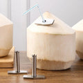 Stainless steel coconut opener - quick coconut drilling tool for fresh coconuts, includes straw insertion tool