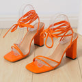 Chunky heel sandals women's european and american export plus size summer new square toe ankle strap european and american high heel sandals