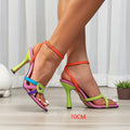 Women's multicolor high heels fashion evening party simple thin strap buckle sexy minimalist women's sandals cross-border amazon