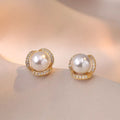 Pendant women's jewelry pearl gemstone diamond necklace earring set niche minimalist high-end design titanium steel jewelry