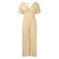 D3302  independent station foreign trade  new women's european and american cross-border sexy v neck pure color pleated jumpsuit