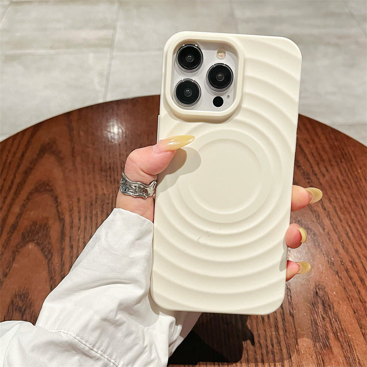 Sun shell suitable for apple 16pro magnetic ring pattern mobile phone case iphone12/15 pure color tpu protective cover