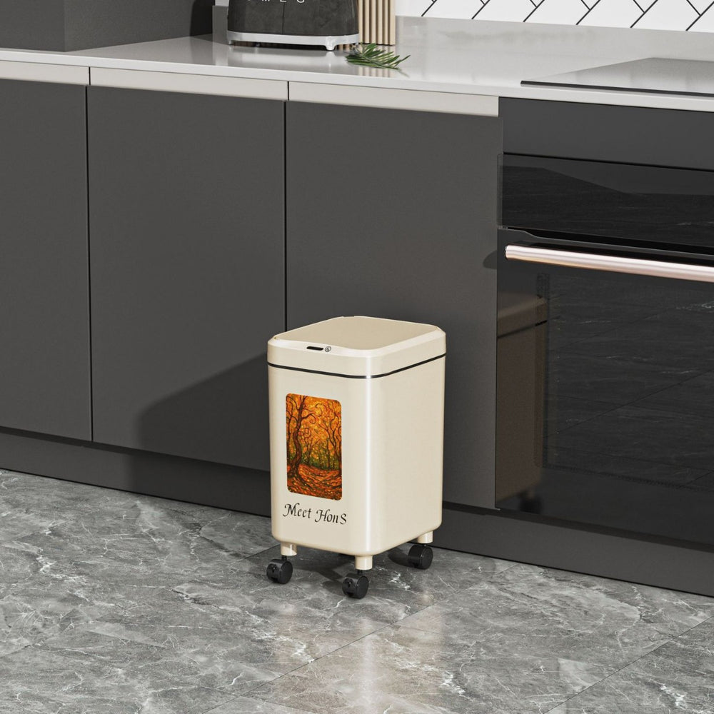 No-bending, high-style new tall kitchen trash can, household large-capacity wheeled and movable sanitary bin