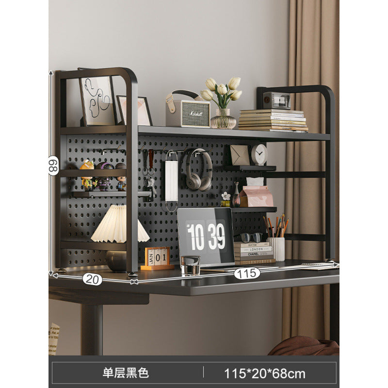 Desktop hole board wrought iron bookshelf, table shelf, dormitory layered storage rack, desk household finishing rack