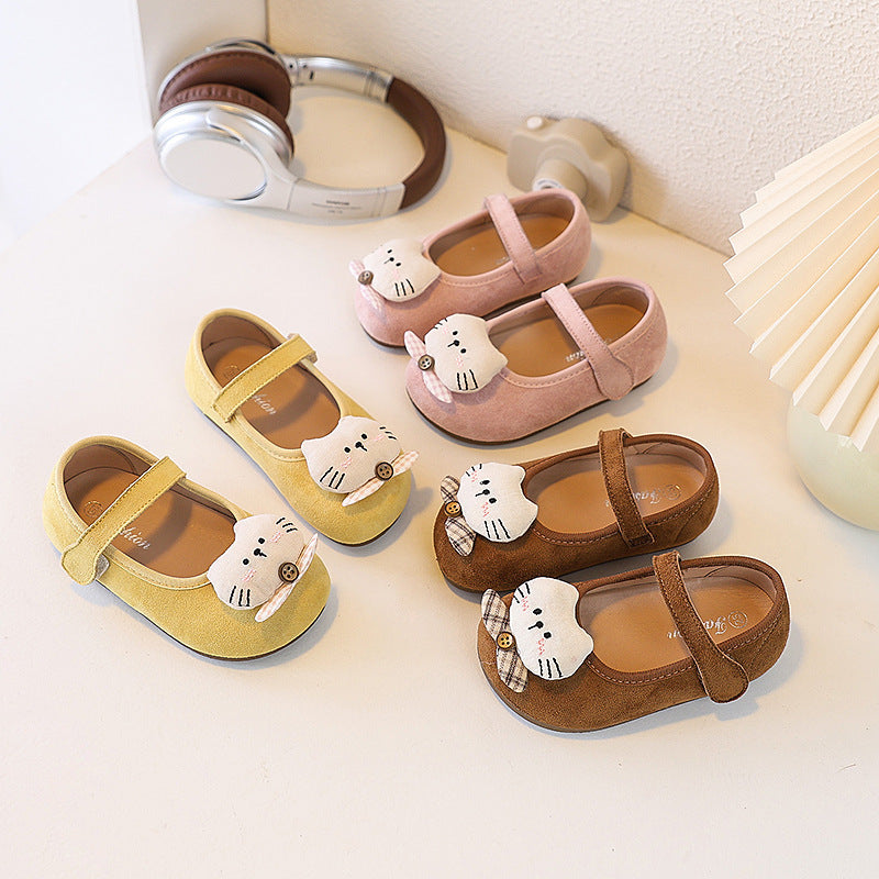 Ready-to-ship adorable cartoon birkenstock-style shoes for little girls, korean fashion princess shoes, soft-soled moccasins, cloth shoes, baby flats