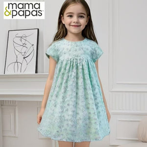 Original overstock mp spring/summer new girls' dress - baby mesh princess embroidered floral tutu dress with ditsy print