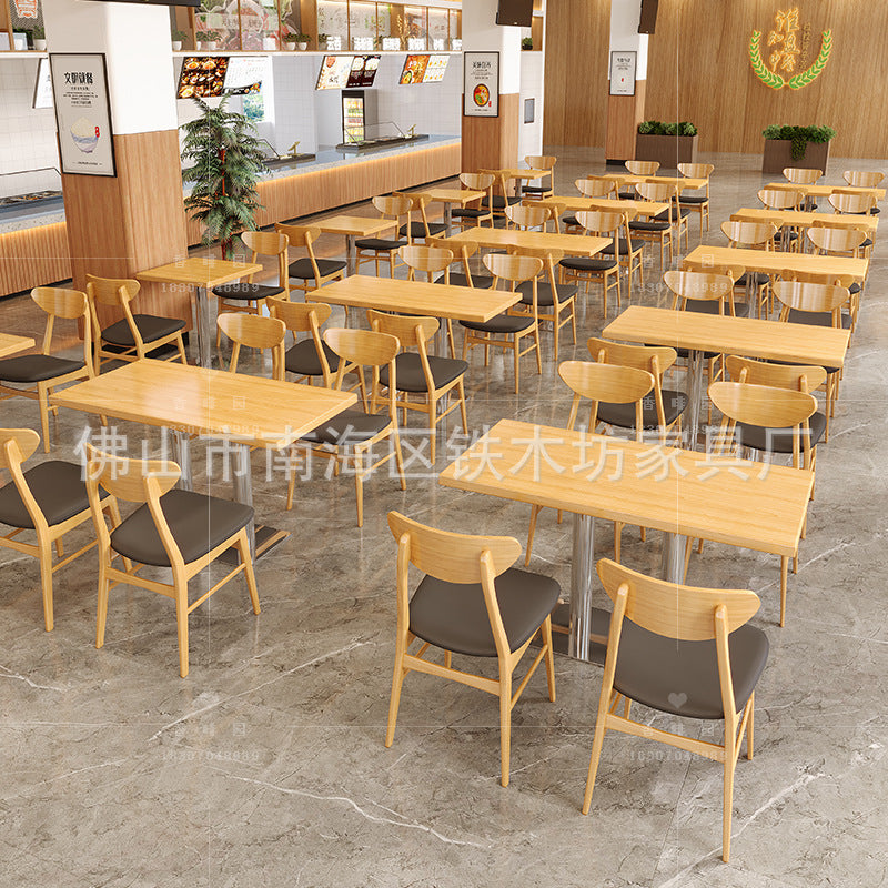Company school canteen dining table and chair combination staff and students 4 people 6 people dining room tables and chairs commercial fast food tables and chairs