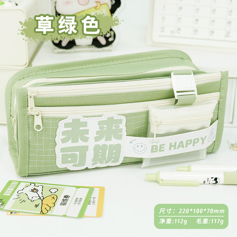 Cross-border panda pencil bag large capacity ins high value cute pencil case multi-layer stationery box primary school students stationery bag