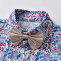 Wholesale new arrivals: children's clothing sets - boys' formal wear, long-sleeved floral shirt with bow tie, spring/summer overalls